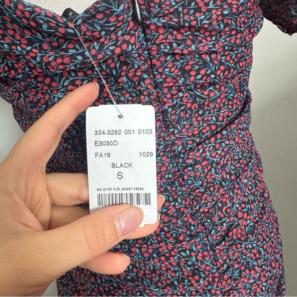 NWT Floral Ruched Mini Dress Puff Sleeve Square Neck Romantic Cottagecore S - Picture 5 of 7